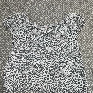 Xhilaration Black and White Animal Print Blouse